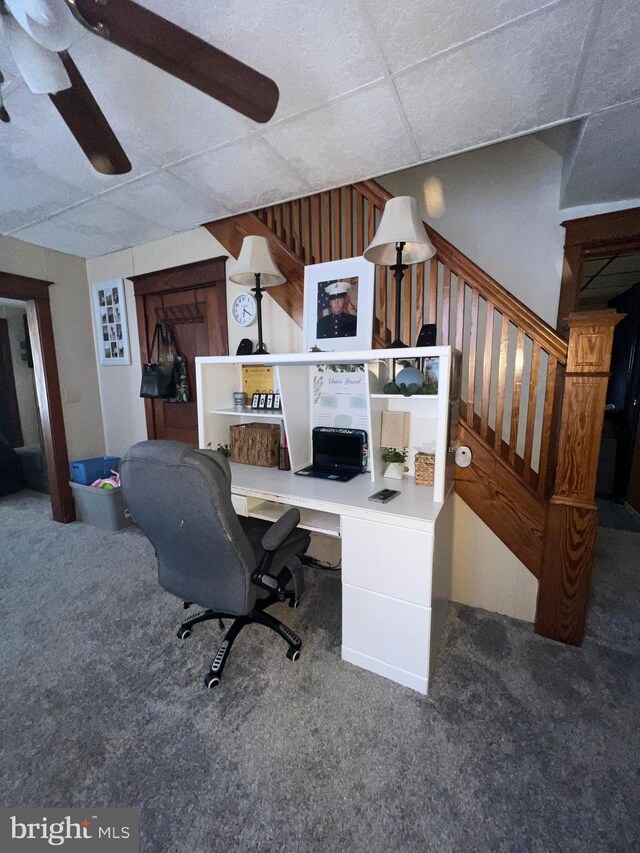 451 Main St, Ashland, PA 17921 - carpeted office space featuring a paneled ceiling and ceiling fan