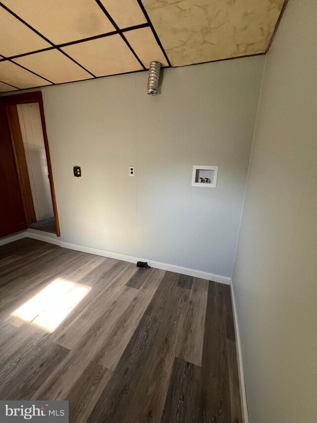 451 Main St, Ashland, PA 17921 - laundry area with dark wood-style floors, hookup for a washing machine, and baseboards