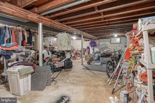 view of unfinished basement