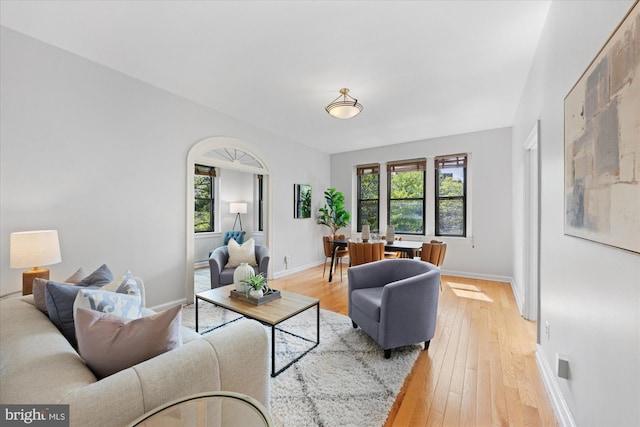 4007 Connecticut Ave NW Unit 302, Washington, DC 20008 - living room featuring baseboards, a healthy amount of sunlight, and light wood-type flooring