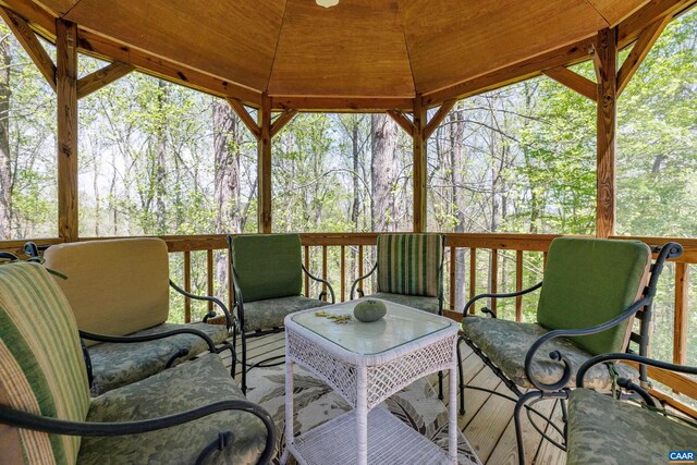 wooden deck with a gazebo