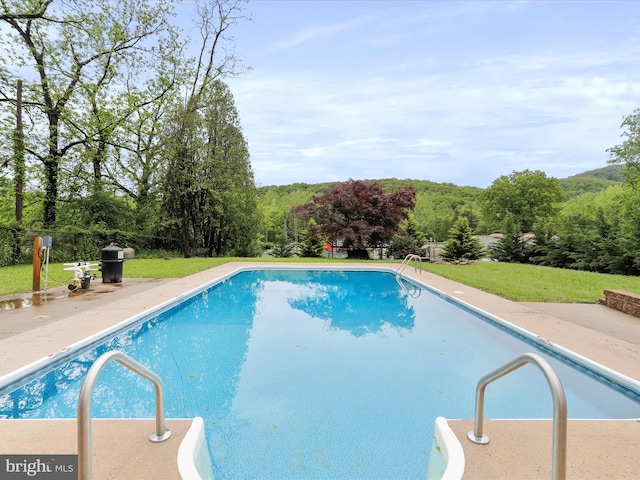 11416 Kline Dr NW, Cumberland, MD 21502 - outdoor pool with a lawn and a forest view