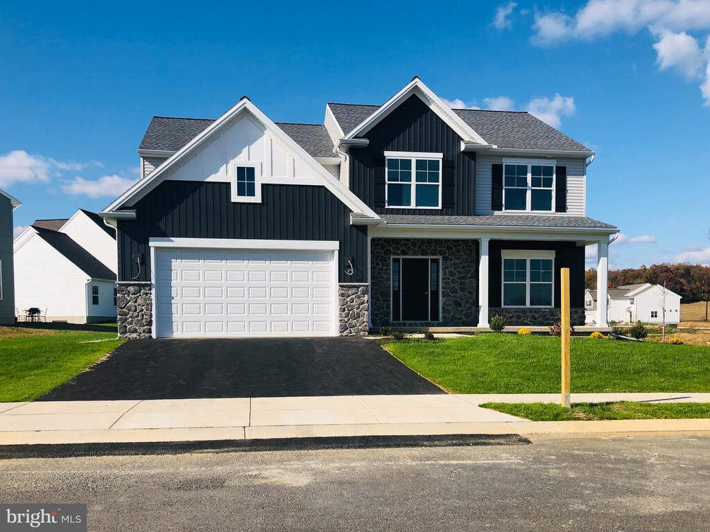 LOT25 Margot Ct, Harrisburg, PA 17112 - view of front of property featuring aphalt driveway, stone siding, board and batten siding, and a front yard