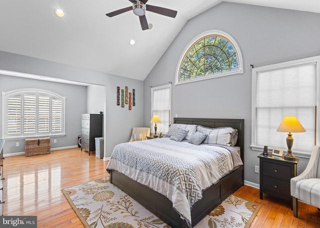 137 E Holly, Haddon Township, NJ 08107 - bedroom featuring high vaulted ceiling, wood finished floors, recessed lighting, and a ceiling fan