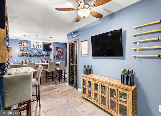 137 E Holly, Haddon Township, NJ 08107 - living area featuring a bar and a ceiling fan