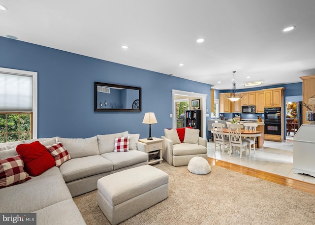 137 E Holly, Haddon Township, NJ 08107 - living room with healthy amount of natural light, recessed lighting, and light wood-style floors
