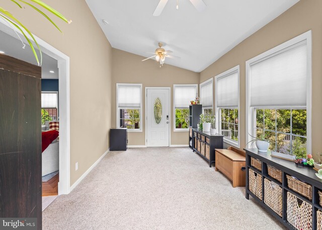 137 E Holly, Haddon Township, NJ 08107 - foyer with ceiling fan, lofted ceiling, healthy amount of natural light, and baseboards