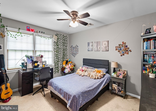 137 E Holly, Haddon Township, NJ 08107 - carpeted bedroom with baseboards, a desk, and a ceiling fan