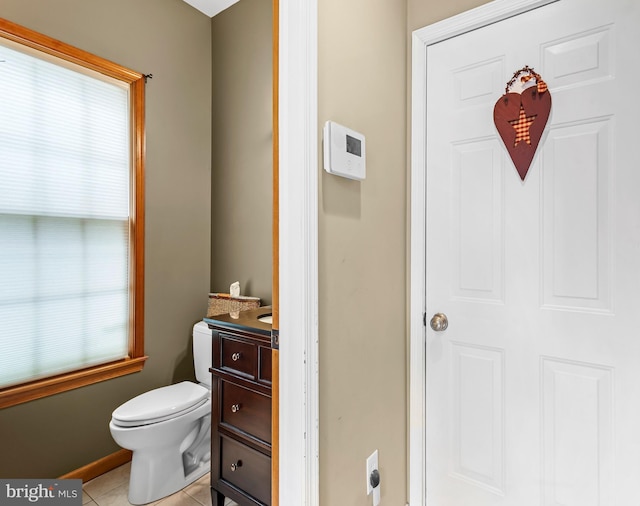 137 E Holly, Haddon Township, NJ 08107 - bathroom with vanity, toilet, tile patterned floors, and baseboards