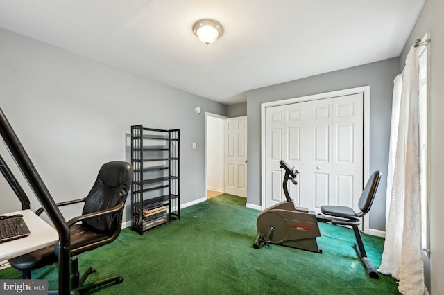 office space featuring baseboards and carpet flooring