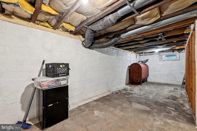 basement featuring heating fuel