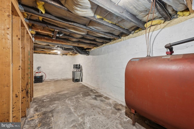 unfinished below grade area with heating fuel