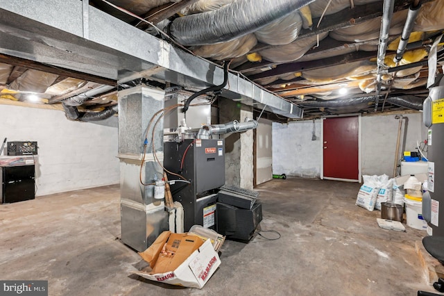 unfinished below grade area featuring heating unit