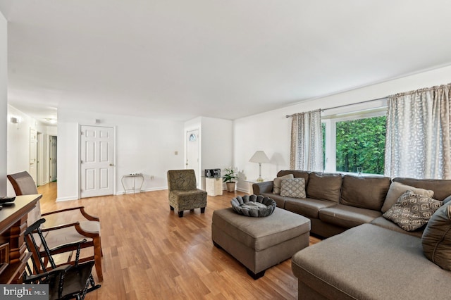 living area with light wood-type flooring