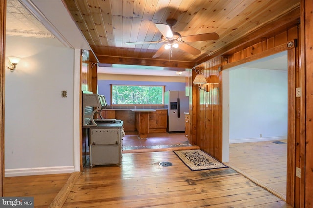 7395 Jonestown Rd, Harrisburg, PA 17112 - hallway featuring light wood-style floors, baseboards, and wooden ceiling