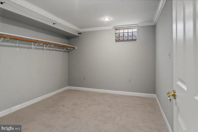 12401 Trotter Ter, Upper Marlboro, MD 20774 - basement with ornamental molding, light carpet, and baseboards