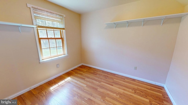 spacious closet with light wood-style flooring