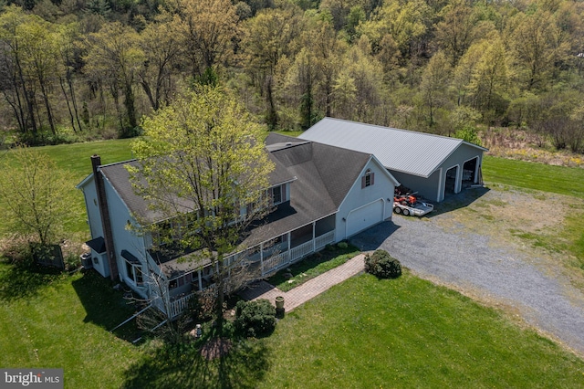 bird's eye view with a forest view