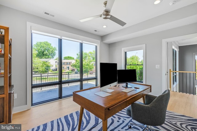 2600 3rd St N, Arlington, VA 22201 - office space with a ceiling fan, recessed lighting, wood finished floors, and visible vents