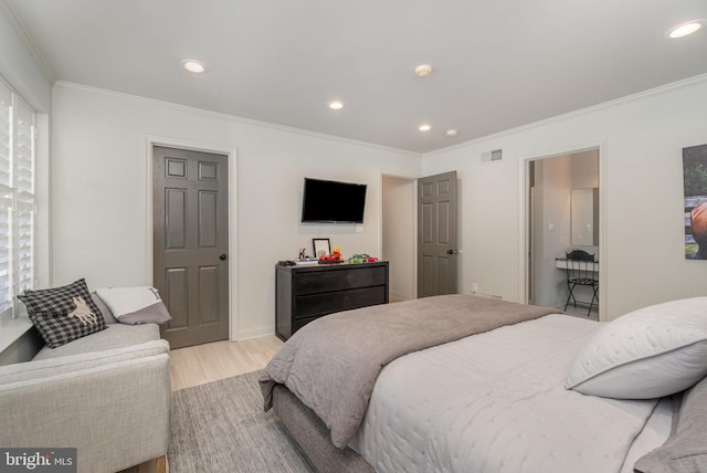 1222 Brian Ln, Hanover, PA 17331 - bedroom with light wood-style flooring, ornamental molding, and recessed lighting