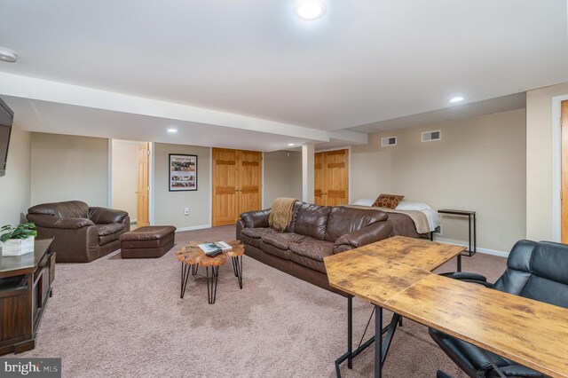 1222 Brian Ln, Hanover, PA 17331 - living room featuring carpet floors, recessed lighting, and baseboards
