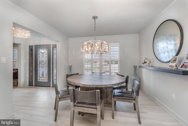 1222 Brian Ln, Hanover, PA 17331 - dining space with a chandelier, crown molding, and baseboards