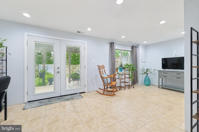 12328 Woodlawn Ct, Woodbridge, VA 22192 - entryway with french doors, recessed lighting, and tile patterned flooring