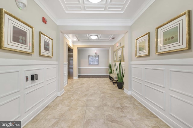 20620 Hope Spring Ter Unit 206, Ashburn, VA 20147 - hallway featuring a decorative wall, crown molding, and wainscoting