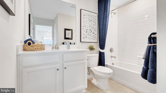 1129 Meadowlark Dr, Fogelsville, PA 18051 - full bath featuring shower / tub combo, toilet, vanity, and tile patterned floors