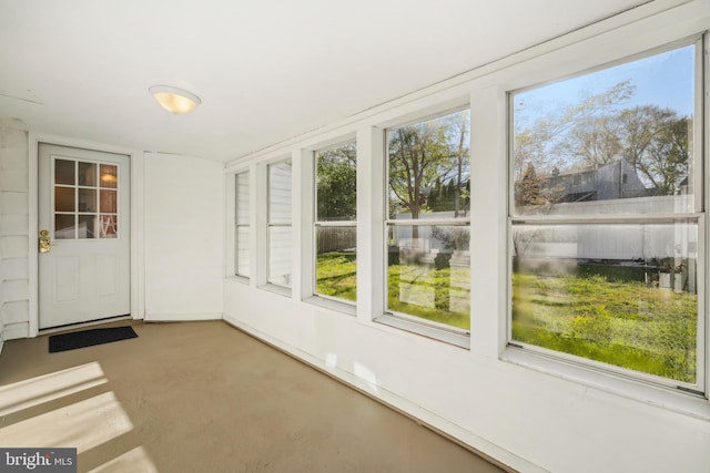 view of unfurnished sunroom