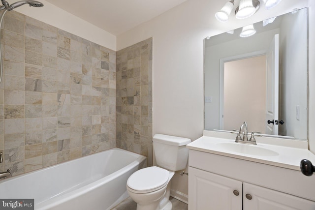 full bathroom with toilet, vanity, and  shower combination