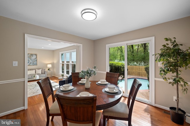 2314 Concert Ct, Vienna, VA 22181 - dining area featuring light wood-style flooring and baseboards