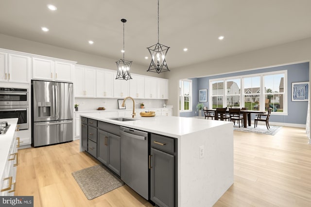 15613 Althea Ln, Gainesville, VA 20155 - kitchen featuring stainless steel appliances, a sink, white cabinetry, recessed lighting, and light countertops