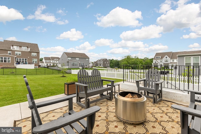 15613 Althea Ln, Gainesville, VA 20155 - view of patio featuring a residential view and an outdoor fire pit