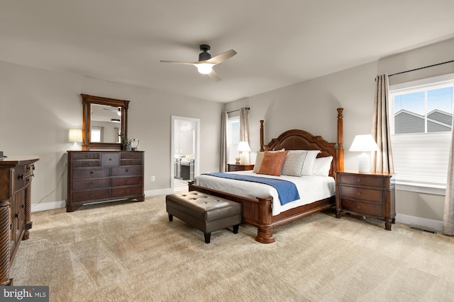 15613 Althea Ln, Gainesville, VA 20155 - bedroom featuring carpet flooring, baseboards, a ceiling fan, and ensuite bathroom