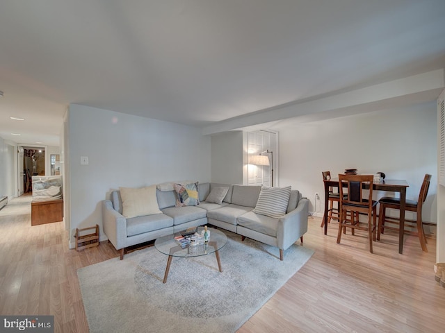 living area featuring light wood-type flooring
