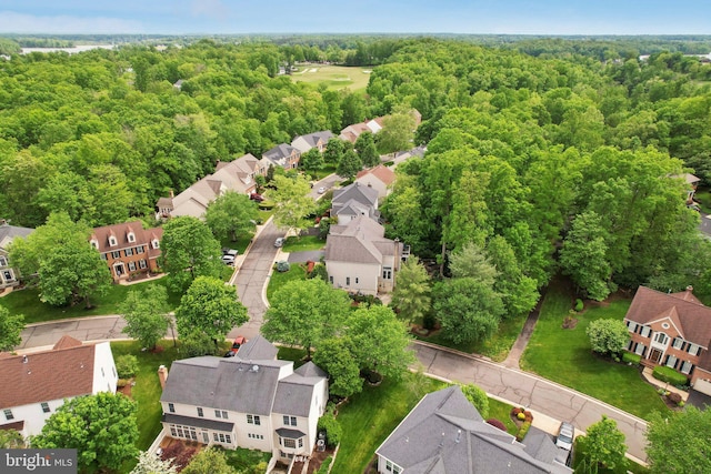 aerial view with a view of trees and a residential view