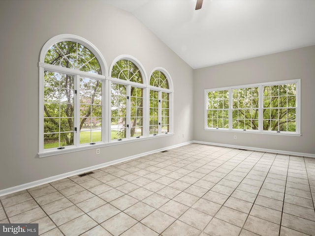 13148 Isle Of Mann Way, Highland, MD 20777 - tiled empty room with vaulted ceiling, ceiling fan, and baseboards