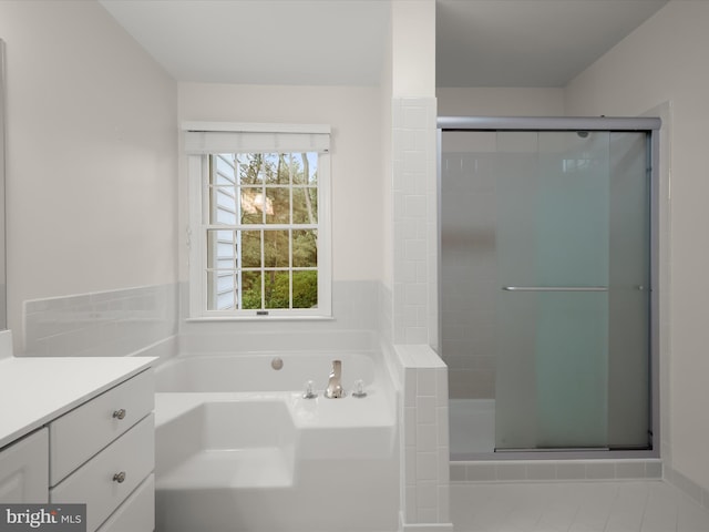 13148 Isle Of Mann Way, Highland, MD 20777 - full bathroom with a garden tub, a shower stall, and vanity