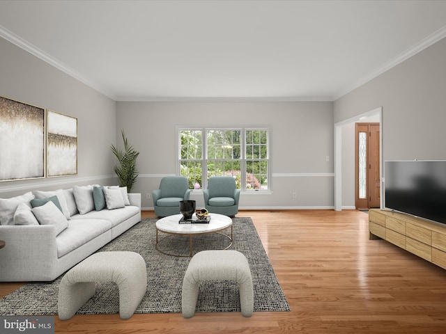 13148 Isle Of Mann Way, Highland, MD 20777 - living room with wood finished floors, crown molding, and baseboards