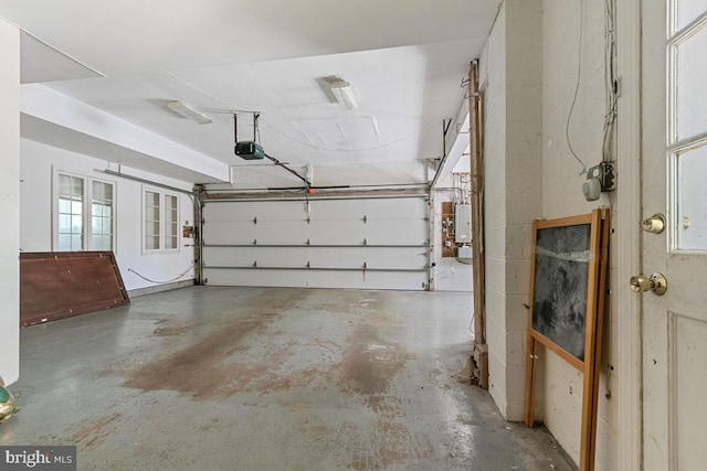 garage with a garage door opener