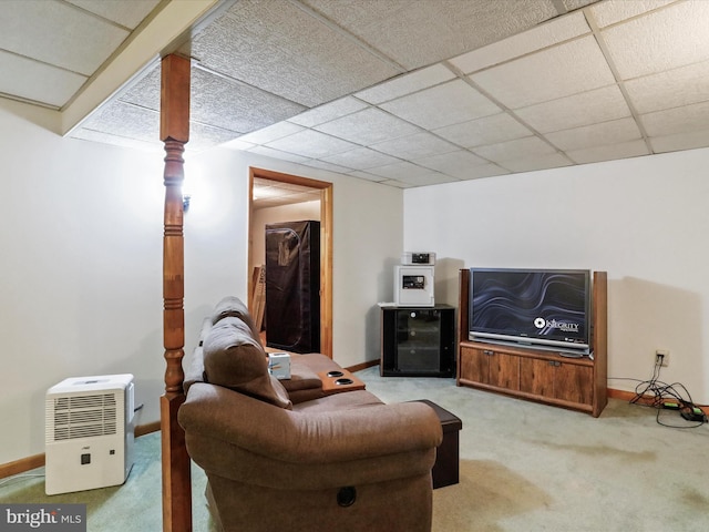 427 Oak Dale Ct, Capon Bridge, WV 26711 - carpeted living room featuring baseboards and a paneled ceiling
