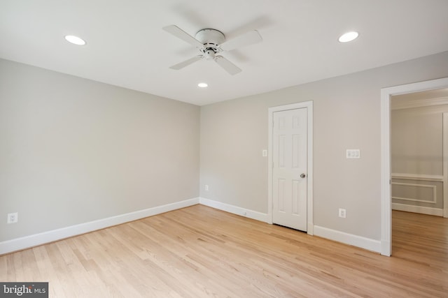 6530 Heather Brook Ct, Mclean, VA 22101 - spare room with recessed lighting, a ceiling fan, baseboards, and light wood-type flooring