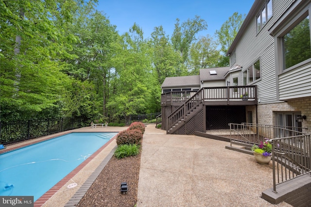 6530 Heather Brook Ct, Mclean, VA 22101 - view of pool featuring fence, stairs, a deck, a fenced in pool, and a patio area