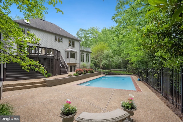 6530 Heather Brook Ct, Mclean, VA 22101 - view of pool with fence, a deck, a patio, a fenced in pool, and stairway