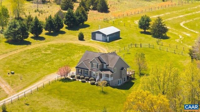 aerial view with a rural view