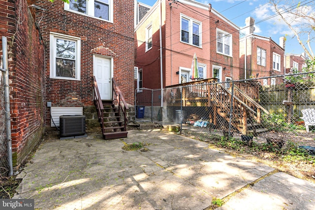 view of patio / terrace featuring central AC and entry steps