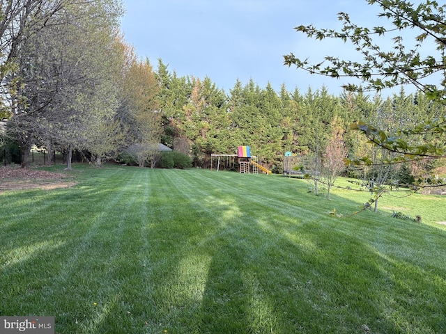 view of yard featuring playground community