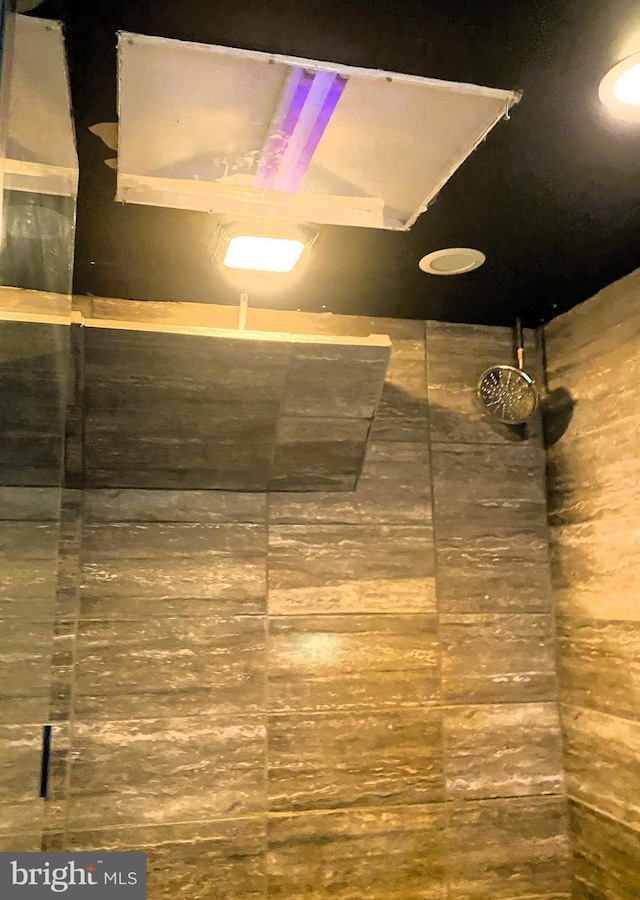 interior details with tiled shower