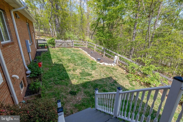 view of yard with a fenced backyard